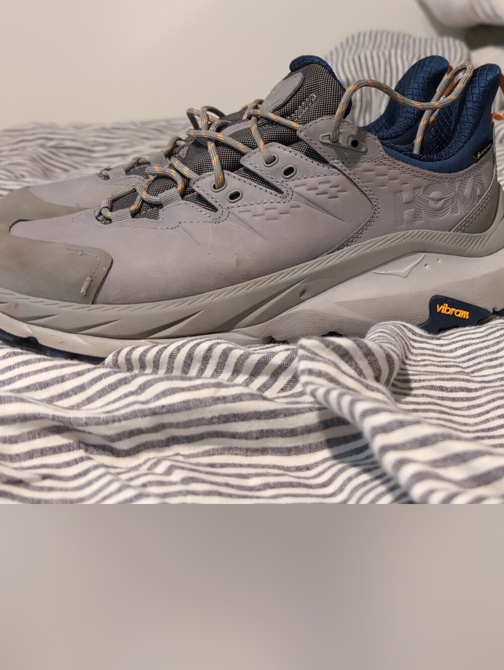 Hoka Gray and Navy Cushion Trail Sneakers
